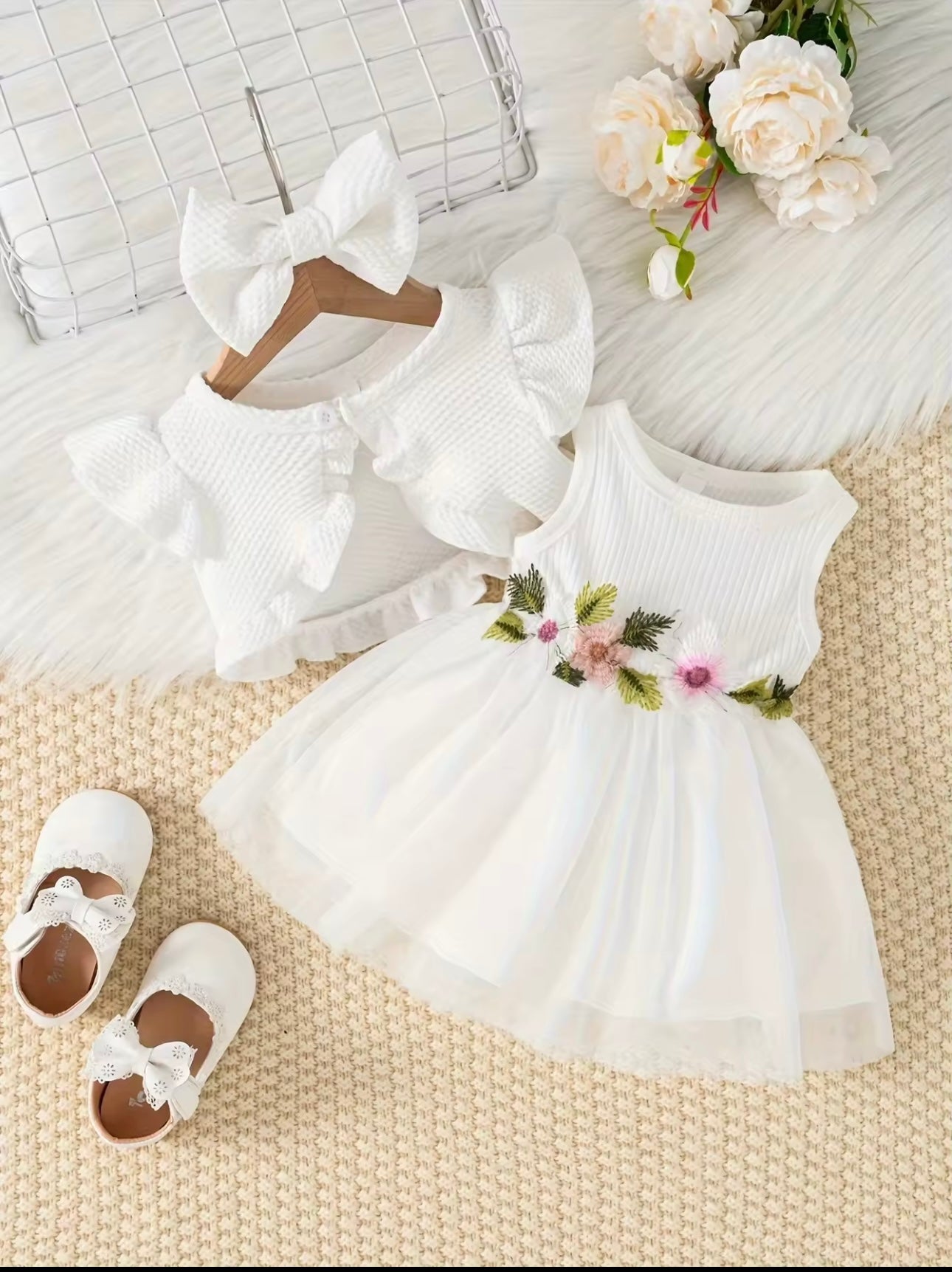 Floral Elegance Set – Dress & Accessories for Baby Girl