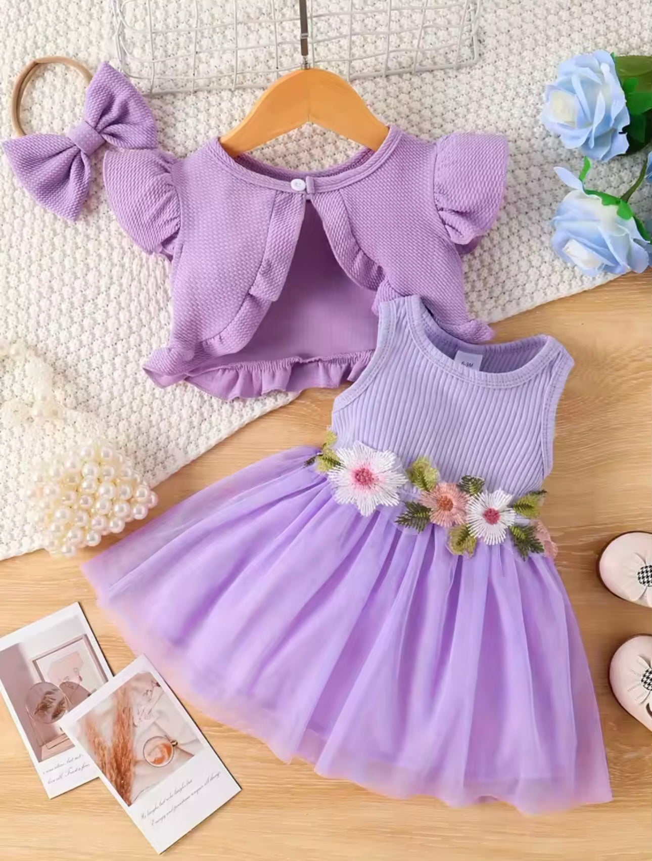 Floral Elegance Set – Dress & Accessories for Baby Girl